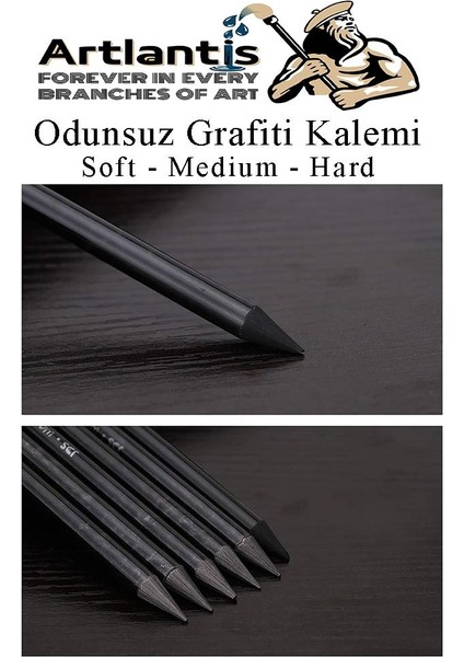Odunsuz Grafiti Kalemi 3 Lü 1 Paket Odunsuz Kömür Kalemi Füzen Kalemi Çizim Kalemi Eskiz ve Karakalem Kalemi