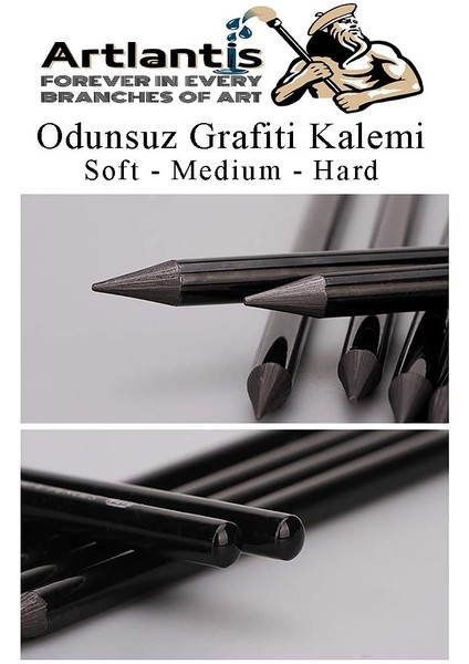 Odunsuz Grafiti Kalemi 3 Lü 1 Paket Odunsuz Kömür Kalemi Füzen Kalemi Çizim Kalemi Eskiz ve Karakalem Kalemi