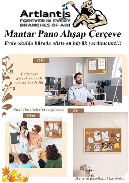 Dekoratif Mantar Pano Ahşap Çerçeve 45X60 cm 1 Adet Harita Çivisi Hediyeli Duvara Monte Mantar Çerçeve Evde Okulda Büro indirimleri