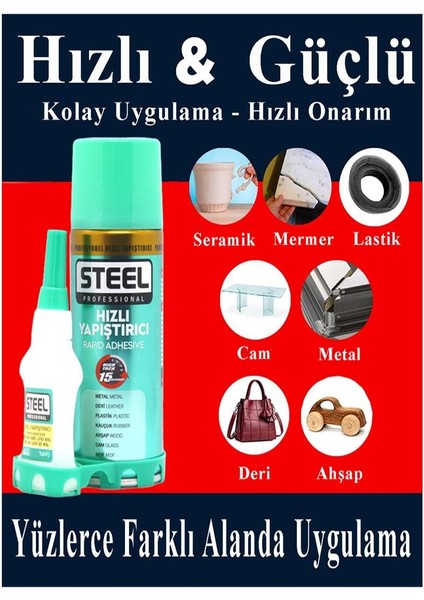 Hızlı Yapıştırıcı Spreyli 200 ml 2 Adet Activatör Spreyli Mdf Japon Yapıştırıcı Seti Genel Amaçlı Profesyonel Hızlı Yapıştırıcı