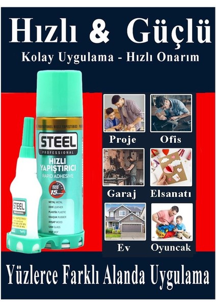 Hızlı Yapıştırıcı Spreyli 200 ml 2 Adet Activatör Spreyli Mdf Japon Yapıştırıcı Seti Genel Amaçlı Profesyonel Hızlı Yapıştırıcı