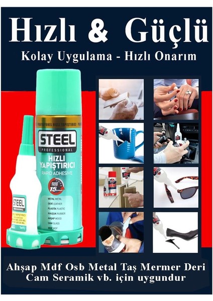 Hızlı Yapıştırıcı Spreyli 200 ml 2 Adet Activatör Spreyli Mdf Japon Yapıştırıcı Seti Genel Amaçlı Profesyonel Hızlı Yapıştırıcı