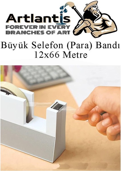 12X66 Metre Selefon Bant 12 Adet Büro Bandı Büyük Bant Makinelerine Uyumlu Kırtasiye Şeffaf Para Bandı