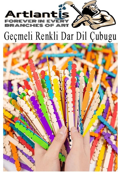 Renkli Naturel Geçmeli Dil Çubuğu Dar 100 Lü 1 Paket Çentikli Tırtıklı Geçirmeli Eklemeli Dondurma Çubuğu Kesik Uçlu Ahşap Çubuk fiyatları