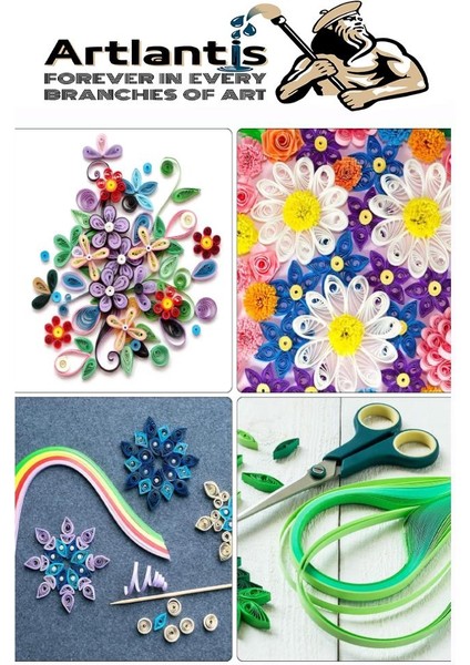 Quilling Seti 5 mm Ince 3 Paket Quling Kağıt Katlama Kıvırma Sanatı Telkari Kuiling Karışık Renkli