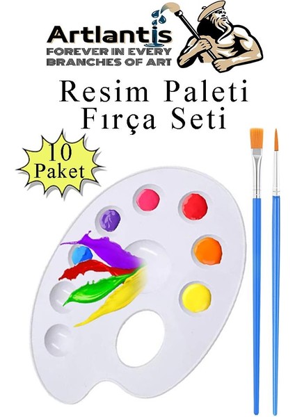 Resim Paleti ve Resim Fırça Seti 10 Paket Ressam Paleti Boyama Fırçası Akrilik Boya Guaj Boya Suluboya