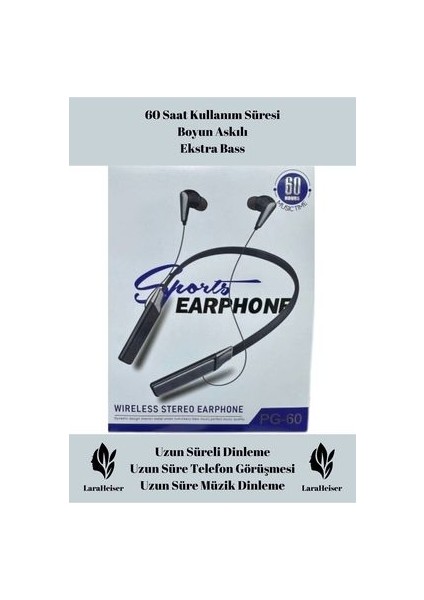 Premium Boyunluk 60 Saat Uyumlu Bluetooth Kulaklık