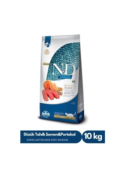 Düşük Tahıllı Somon & Portakal Kısırlaştırılmış Kedi Maması 10 kg