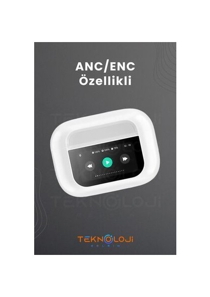 A9 Pro Anc Dokunmatik Dijital Ekranlı Aktif Gürültü Engelleme Bluetooth Kulaklık Şeffaf Mod Enc/anc