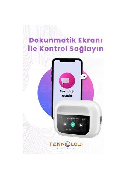 A9 Pro Anc Dokunmatik Dijital Ekranlı Aktif Gürültü Engelleme Bluetooth Kulaklık Şeffaf Mod Enc/anc