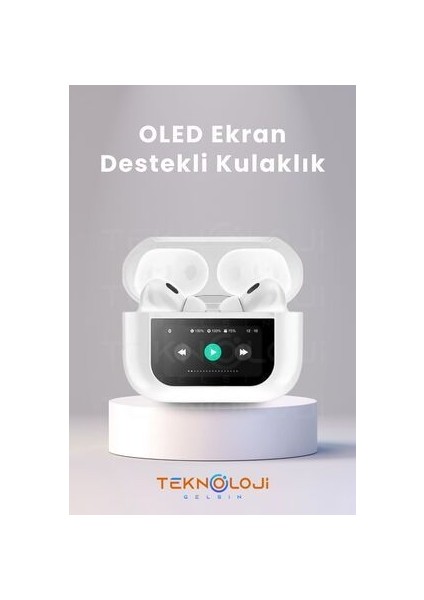 A9 Pro Anc Dokunmatik Dijital Ekranlı Aktif Gürültü Engelleme Bluetooth Kulaklık Şeffaf Mod Enc/anc