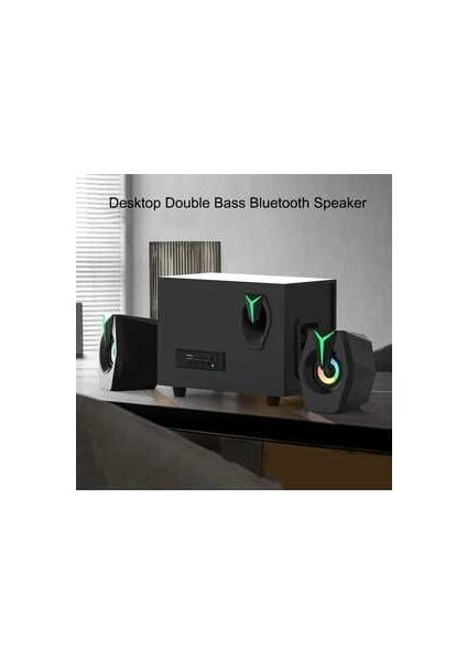 Multimedya Bluetooth Hoparlör Sd Kart USB 2.1 Kanal Subwoofer 2+1 Işıklı Pc Speaker