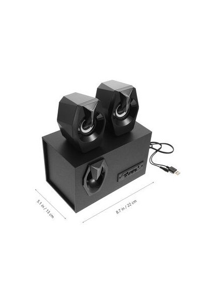Multimedya Bluetooth Hoparlör Sd Kart USB 2.1 Kanal Subwoofer 2+1 Işıklı Pc Speaker