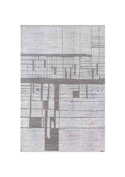 Telve Gri Antrasit Renk Bambu Tarz Modern Yumuşak Akrilik Dokuma Asimetrik Desenli Halı Salon Halısı