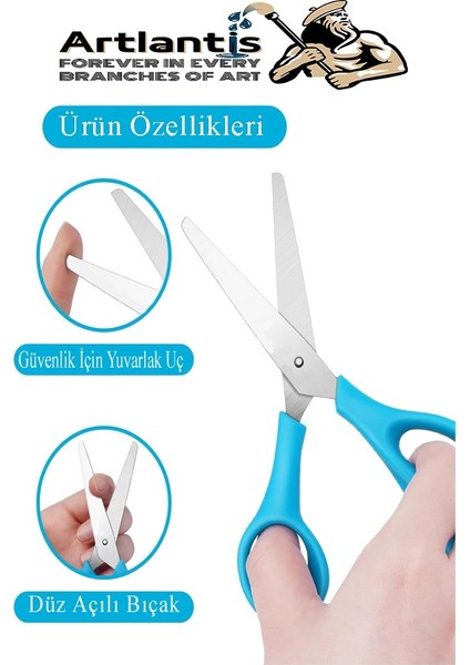Sol El Makası 2 Adet Solak Okul Makası Plastik Saplı Solel Için Makas Okul Öğrenci Makası Küt Uçlu Paslanmaz Çelik fırsatları
