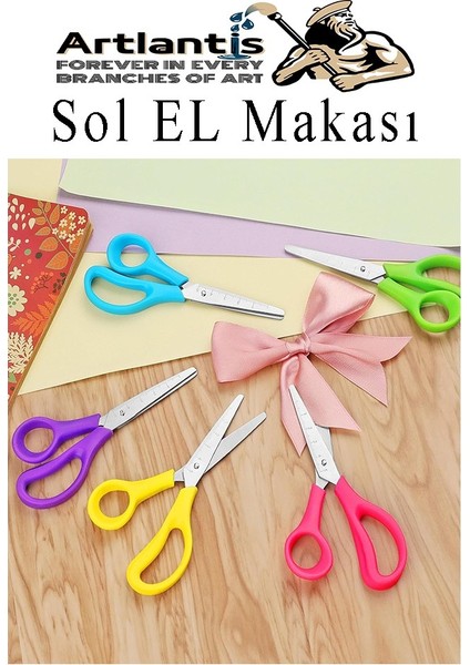 Sol El Makası 2 Adet Solak Okul Makası Plastik Saplı Solel Için Makas Okul Öğrenci Makası Küt Uçlu Paslanmaz Çelik indirimleri
