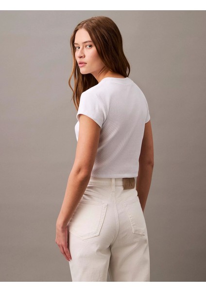 Kadın Beyaz Monogram T-Shirt fırsatları