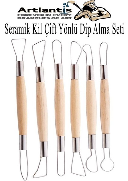 Seramik Kil Çömlek Çift Yönlü Dip Alma Seti 6 Parça 1 Paket Polimer Kil Oyma Seti Ebeşuar Yuvarlak Telli Heykel Balmumu