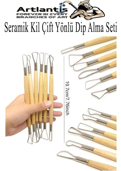 Seramik Kil Çömlek Çift Yönlü Dip Alma Seti 6 Parça 1 Paket Polimer Kil Oyma Seti Ebeşuar Yuvarlak Telli Heykel Balmumu modelleri