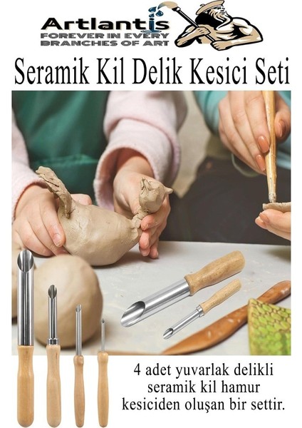 Seramik Kil Çömlek Delik Kesici Seti 4 Parça 1 Paket Polimer Kil Oyma Delme Seti Heykel Dairesel Delici Paslanmaz Çelik fırsatları