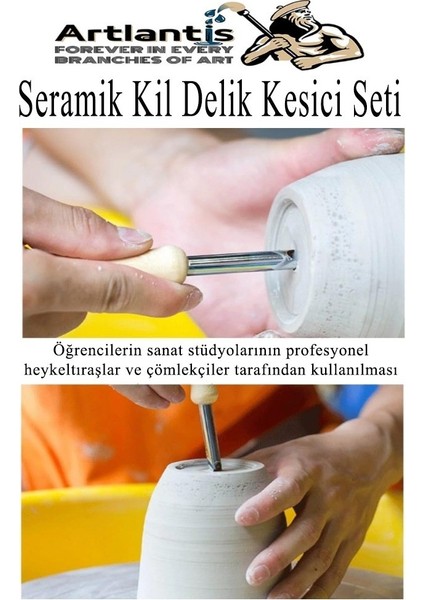 Seramik Kil Çömlek Delik Kesici Seti 4 Parça 1 Paket Polimer Kil Oyma Delme Seti Heykel Dairesel Delici Paslanmaz Çelik indirimleri