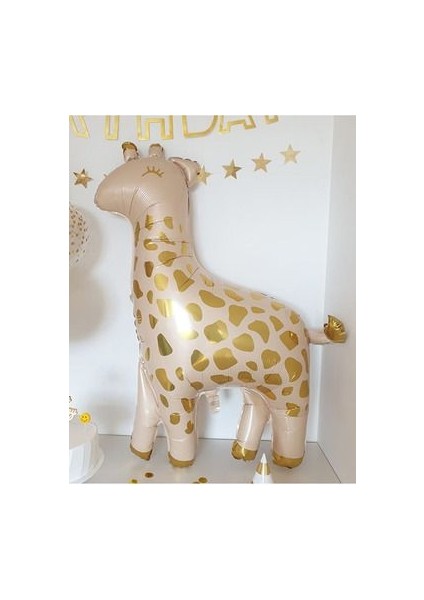 Bej Krem Balon Soft Kahve Renkler Sevimli Zürafa Set Arka Fon Balon Kraft Happy Birthday Banner modelleri