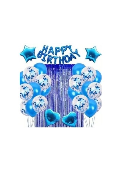 Happy Bırthday Mavi Doğum Günü Seti