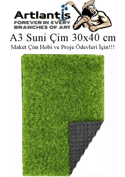 Yapay Çim A3 30X40 cm 1 Adet A3 Boyutunda Maket Çim Dekorati Yapay Çim Halı Teraryum Suni Çim