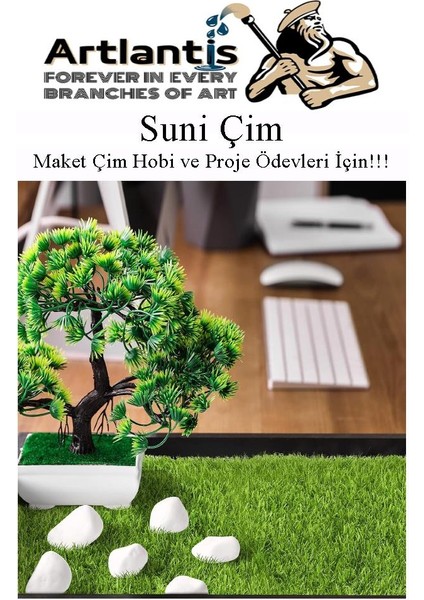Yapay Çim A3 30X40 cm 1 Adet A3 Boyutunda Maket Çim Dekorati Yapay Çim Halı Teraryum Suni Çim