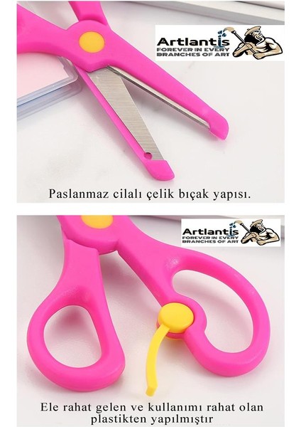 Pembe Turuncu Öğrenci Makası 2 Adet Plastik Yaylı Küt Uç Korumalı Okul Makası Çocuk Makası Okul Öncesi Kreş Ana Sınıfı fiyatları