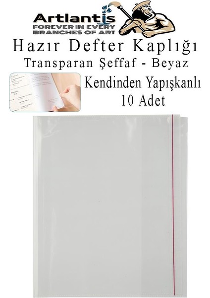 Hazır Defter Kaplığı Şeffaf Buzlu Beyaz A4 10 Adet 1 Paket Cırtlı Ayarlanabilir Kendinde Yapışkanlı Kaplık Okul Sınıf