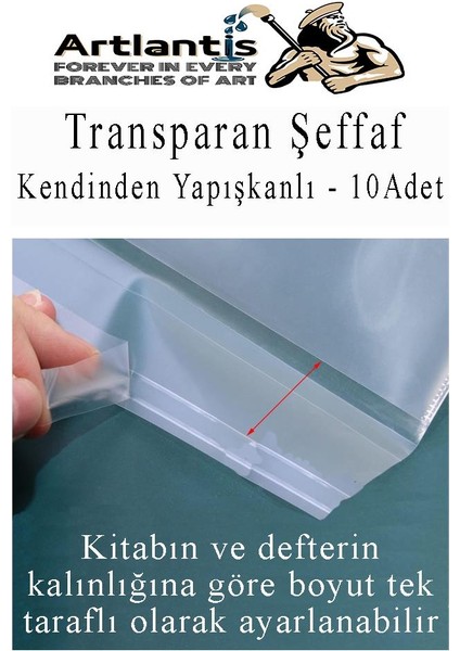 Hazır Defter Kaplığı Şeffaf Buzlu Beyaz A4 10 Adet 1 Paket Cırtlı Ayarlanabilir Kendinde Yapışkanlı Kaplık Okul Sınıf