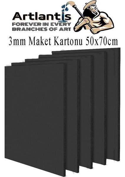 Maket Kartonu Siyah Fotoblok 3 mm 50X70 cm 5 Adet Hobi Sanat Okul Köpüklü Straforlu Maket Kartonu