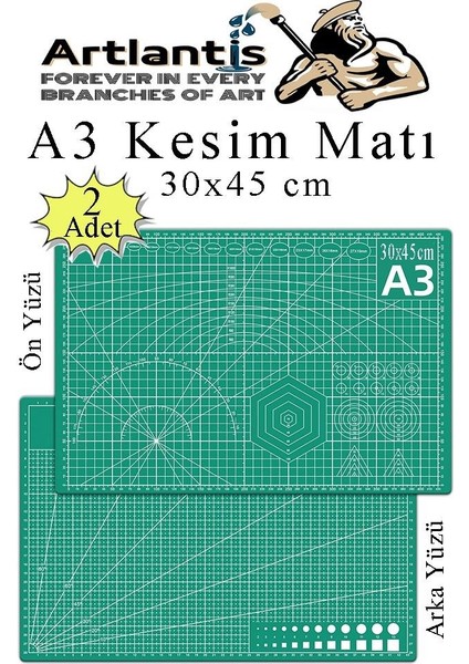 Kesim Matı A3 30X45 cm Çift Taraflı 2 Adet Çizim Matı Kesme Madı Kesim Tablası Kesim Altlığı