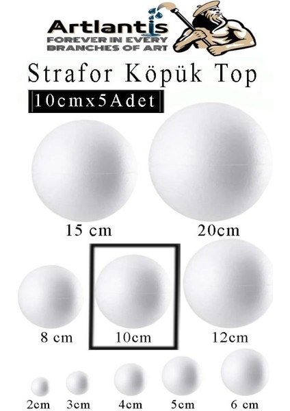 Strafor Köpük Top 10 cm 5 Adet Köpük Top Küre Toplar Yuvarlak Strafor Köpük Top Okul Deney Hobi Sanat
