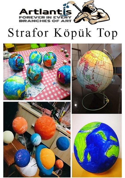 Strafor Köpük Top 10 cm 5 Adet Köpük Top Küre Toplar Yuvarlak Strafor Köpük Top Okul Deney Hobi Sanat