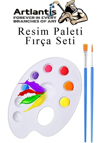 Resim Paleti ve Resim Fırça Seti 1 Paket Ressam Paleti Boyama Fırçası Akrilik Boya Guaj Boya Suluboya