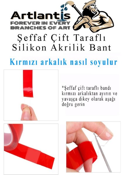 Çift Taraflı Bant Silikonlu Süper Güçlü Çivisiz Montaj Bandı 3 Adet 18MM x 2 Metre Extra Yüksek Mukavemetli