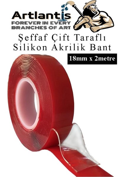 Çift Taraflı Bant Silikonlu Süper Güçlü Çivisiz Montaj Bandı 1 Adet 18MM x 2 Metre Extra Yüksek Mukavemetli