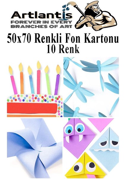 Fon Kartonu 10 Lu 50X70 cm 10 Paket Arlantis 10 Renk Fon Kartonu 50*70 Okul Sınıf Kreş Anasınıfı indirimleri