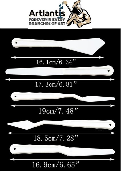 Plastik Spatül 5 Li Set Resim ve Heykel Plastik Spatula Esnek Plastik Palet Bıçağı 2 Paket fiyatları