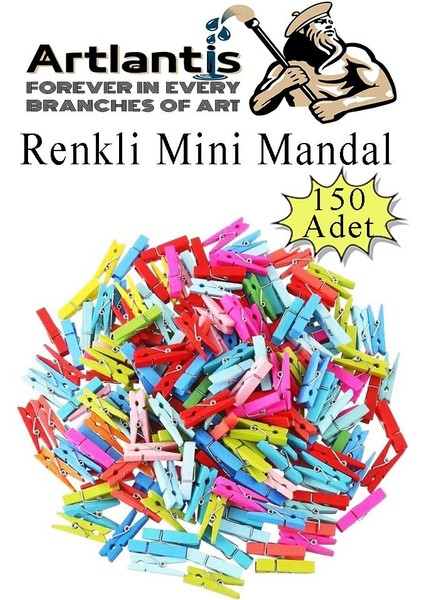 Renkli Mini Mandal Ahşap 150 Adet Renkli Minik Mandal Dekoratif Süsleme Fotoğraf Asma Mandalı Dekarasyon