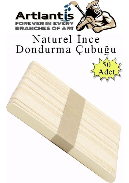 Dar Dil Çubuğu 50 Adet Ahşap Dondurma Çubuğu Naturel Maket Hobi Okul Proje Tasarım
