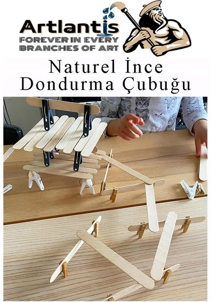 Dar Dil Çubuğu 50 Adet Ahşap Dondurma Çubuğu Naturel Maket Hobi Okul Proje Tasarım
