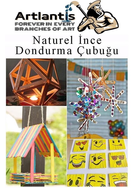 Dar Dil Çubuğu 50 Adet Ahşap Dondurma Çubuğu Naturel Maket Hobi Okul Proje Tasarım