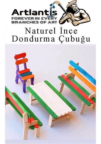 Dar Dil Çubuğu 50 Adet Ahşap Dondurma Çubuğu Naturel Maket Hobi Okul Proje Tasarım