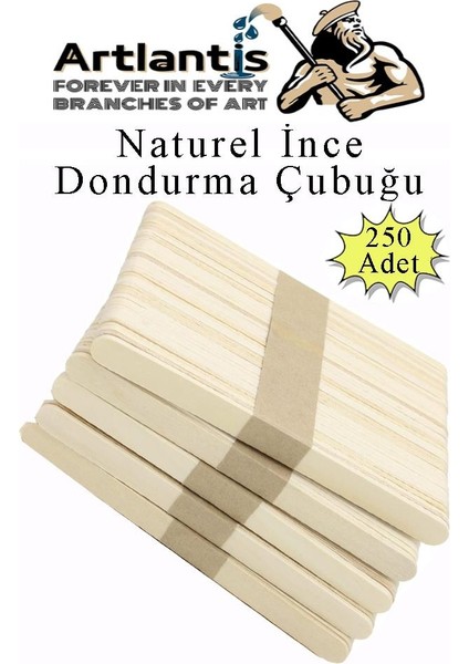 Dar Dil Çubuğu 250 Adet Ahşap Dondurma Çubuğu Naturel Maket Hobi Okul Proje Tasarım