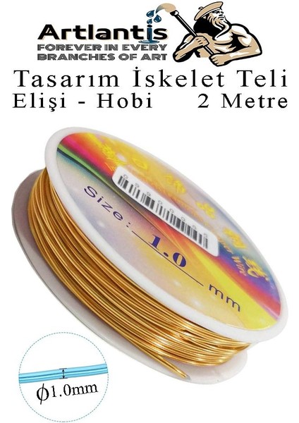 Renkli Tel Tasarım Iskelet Teli 1.0mm 2 Metre 1 Adet Elişi Hobi El Sanatı Kararmaz Tel Makara Okul Deney Okul Sınıf