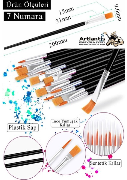 Resim Fırçası 7 Numara 5 Adet Yassı Uçlu Sentetik Resim Fırça Ekonomik Suluboya Akrilik Boya Guaj Boya Yağlı Boya fiyatları