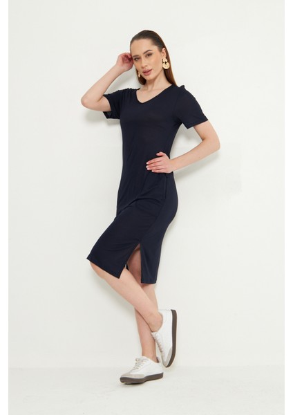 Siyah Penye Kumas Beli Bagcikli Cepli Midi Boy Spor Elbise fırsatları